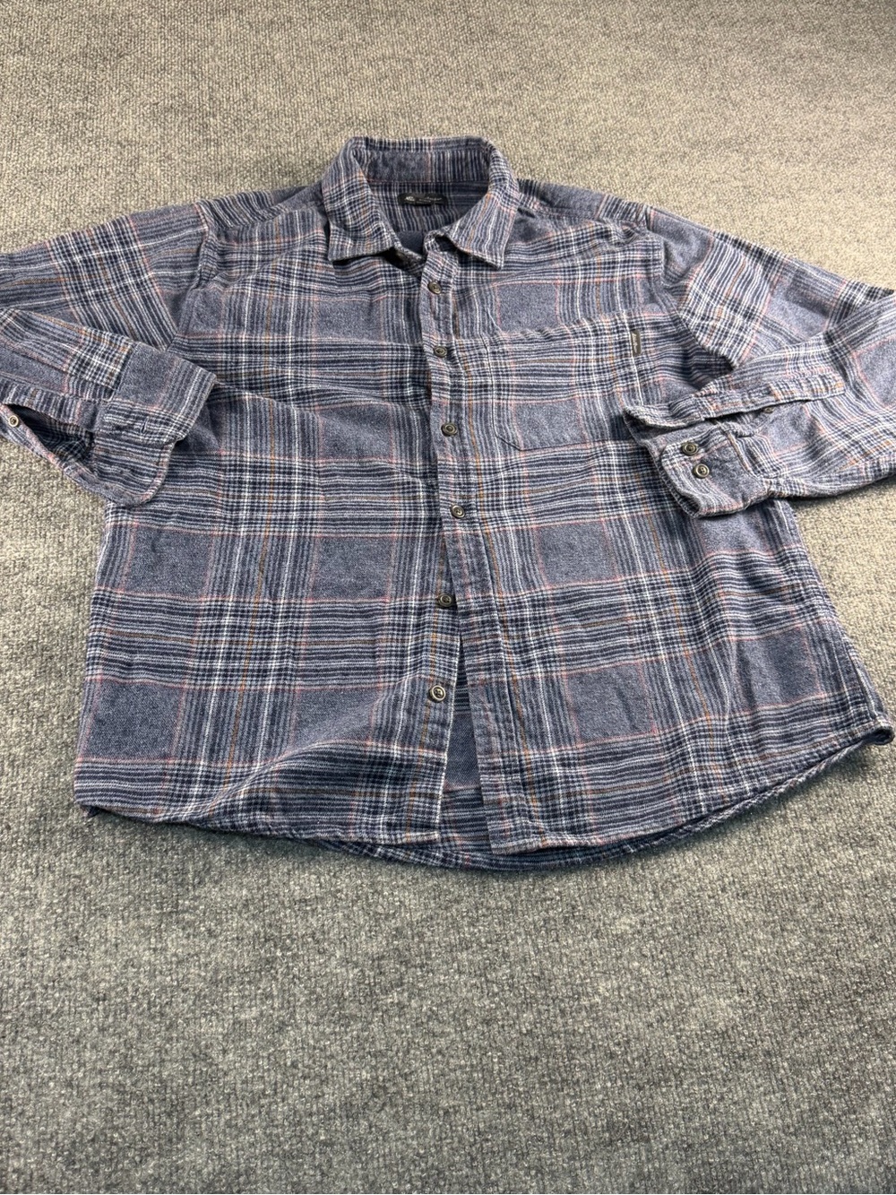 Eddie Bauer Navy Plaid Cotton Button-Down Shirt